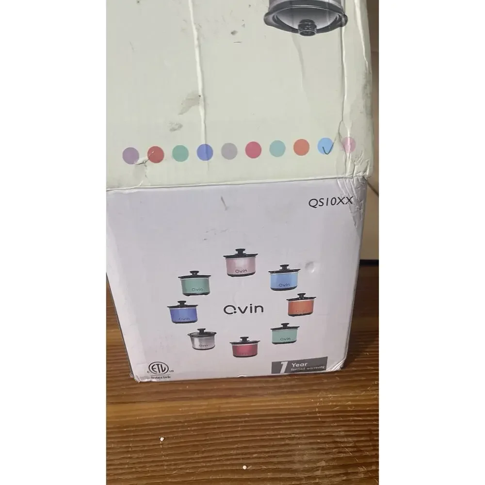 Qvin C.Vin 0.65 Qt Mini Slow Cooker Blue Fondue Pot Food Warmer
